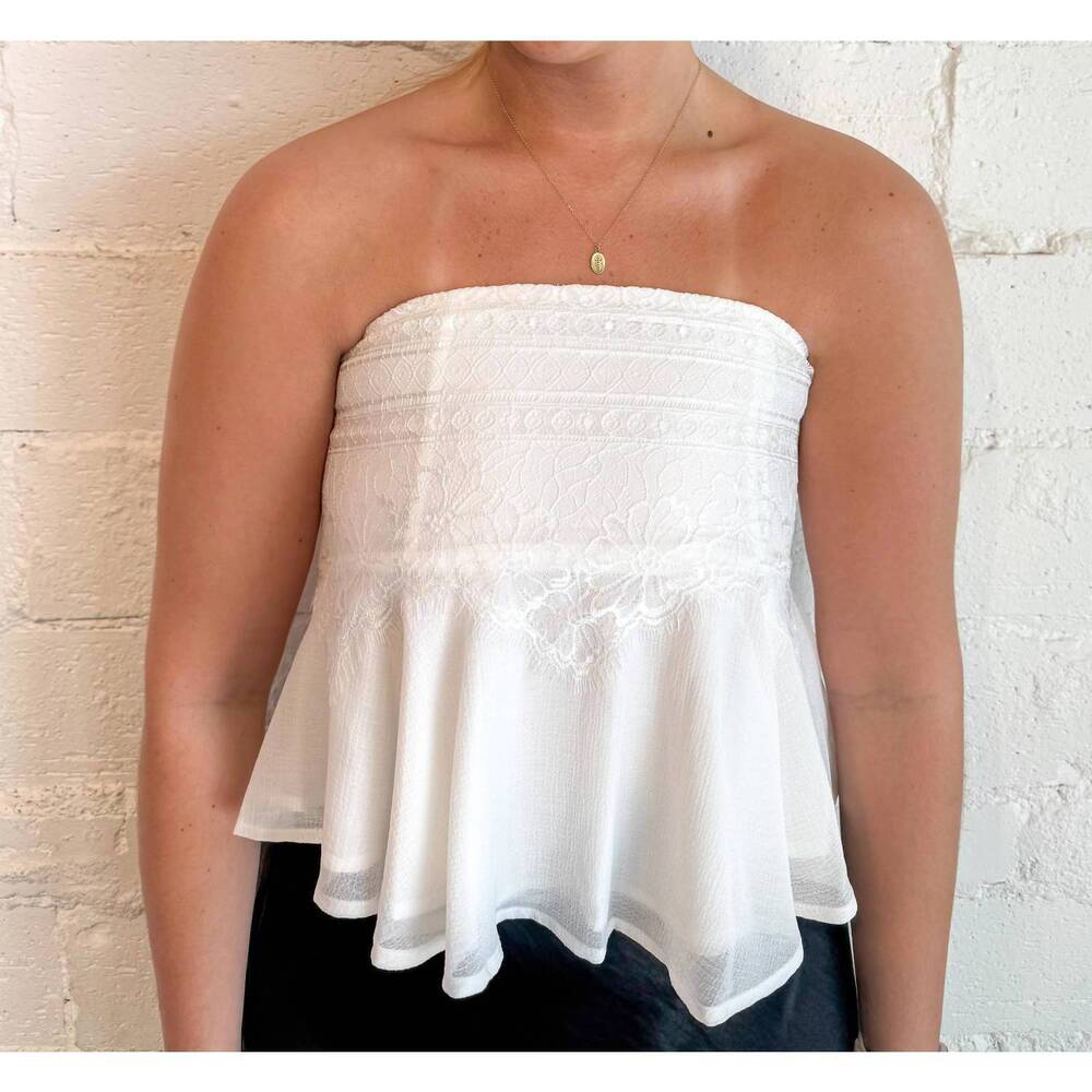 NEW ADELINE jocelyn floral lace top in white